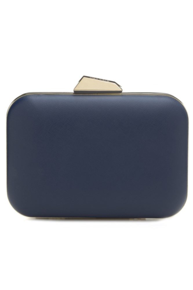 Oversized Etched Pod Clutch Navy