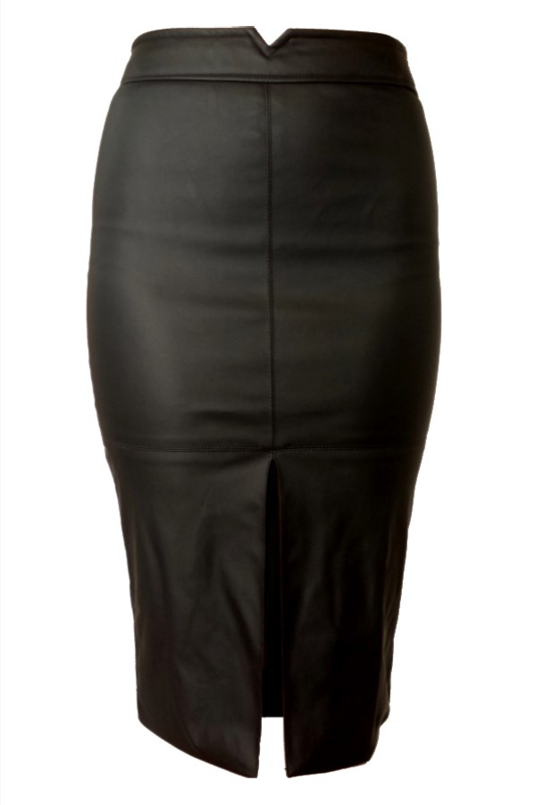 Leatherette Split Midi Skirt – Haute on High