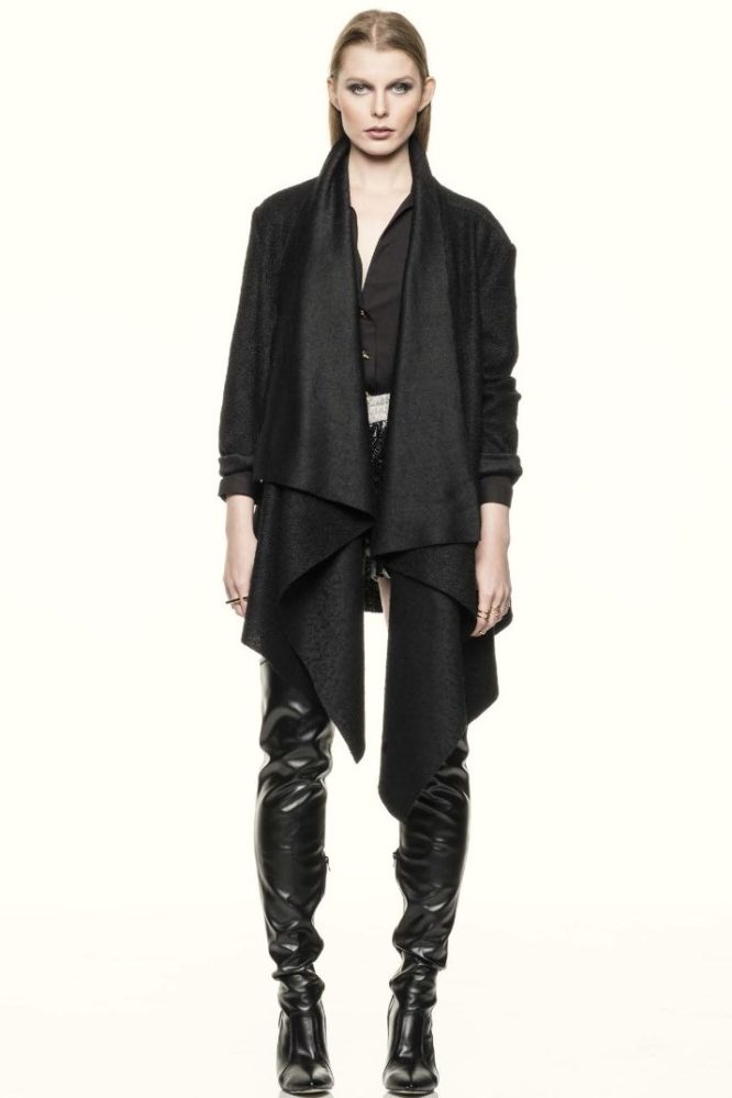 Oversize Wool Waterfall Coat Black