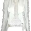 Waterfall Collar Sheer Panel Blazer White - Image 2
