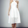 Crossover Fit and Flare Dress White - Image 2