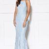 Backless Scalloped Lace Gown Light Blue - Image 2