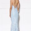 Backless Scalloped Lace Gown Light Blue - Image 3