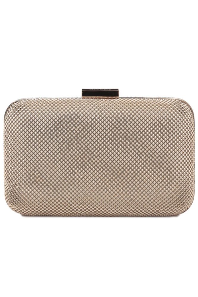 Pyramid Mesh Pod Clutch Gold