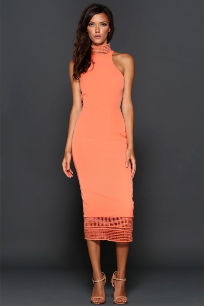 orange lace dress