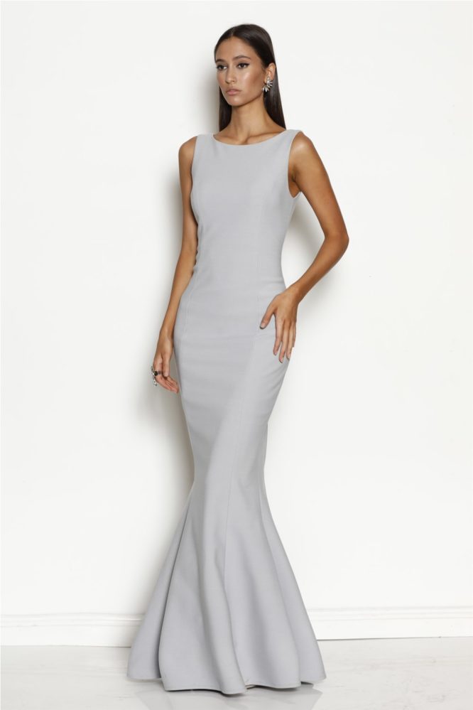 Silver Backless Mermaid Gown