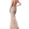 3D Floral High Neck Sheer Gown Gold - Image 3