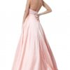Plunge Neck Halter Lace Ball Gown Teal - Image 2