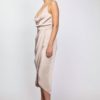 Draped Silky Cowl Neck Dress Champagne - Image 3