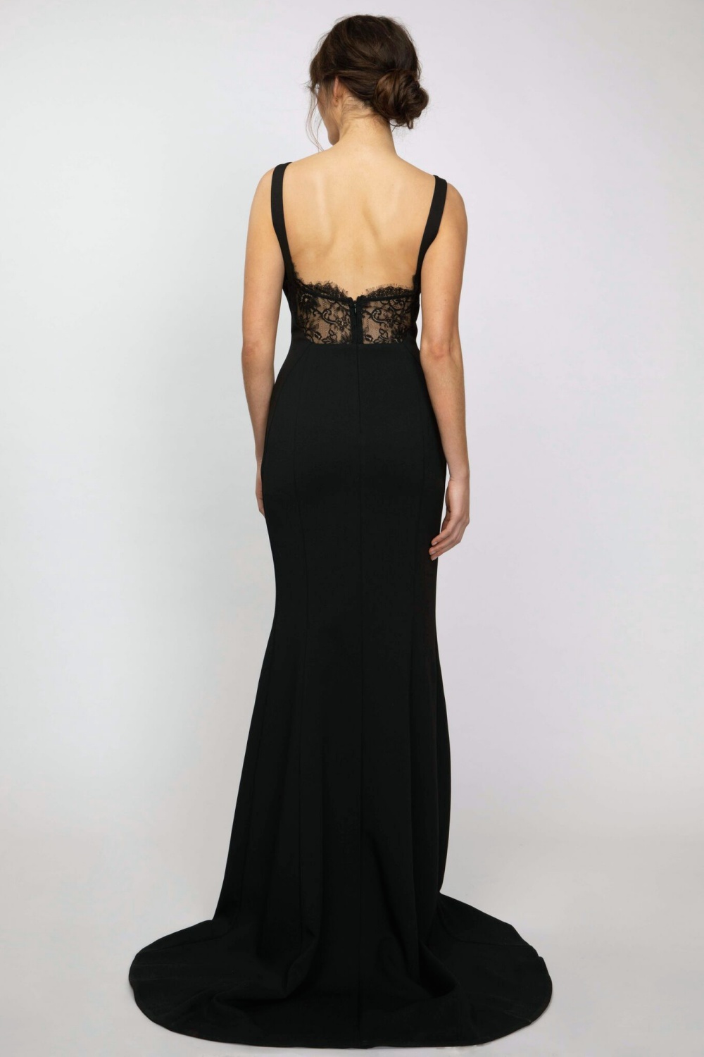 Sheer Lace Trim Gown With Split Black – Haute on High