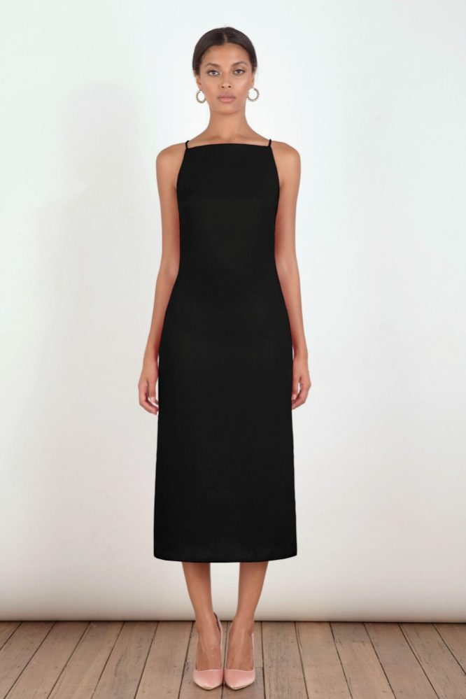 Crepe Tailored Shift Dress Black