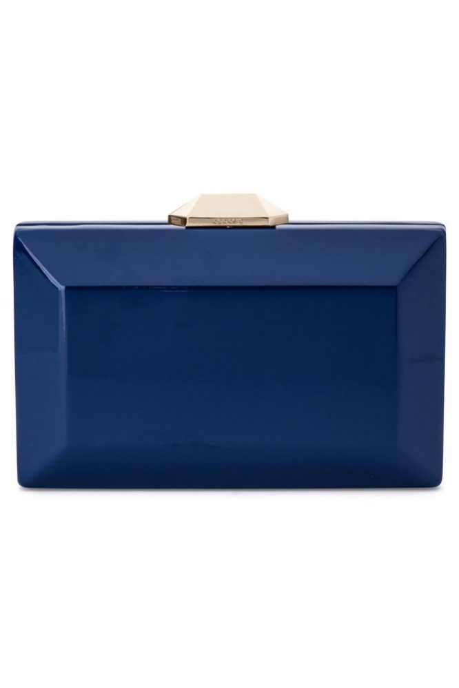 Patent Faceted Clutch Navy