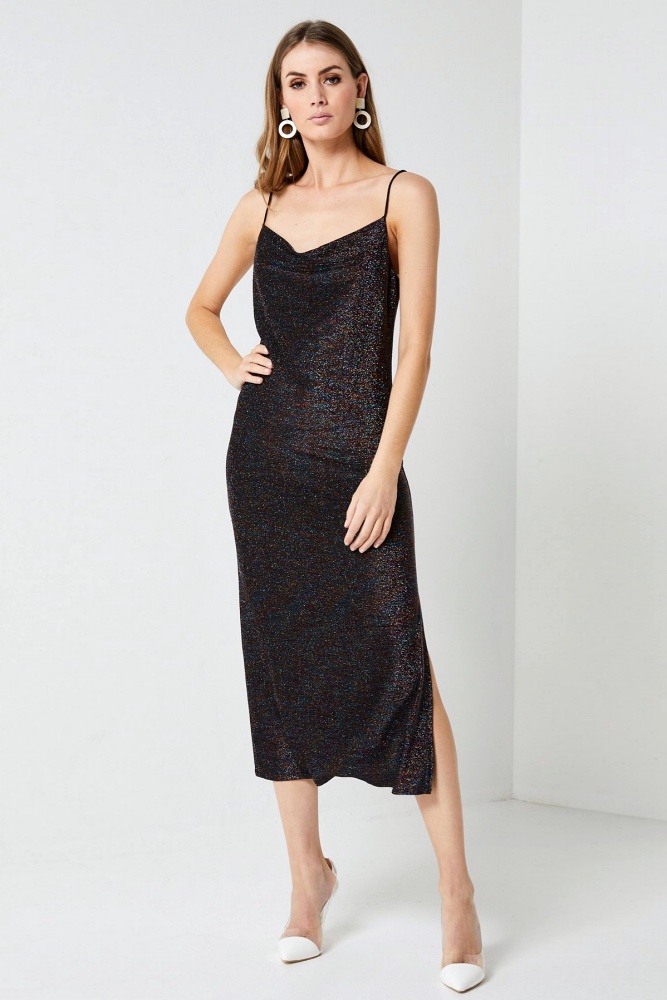 slip dress black midi