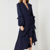 Long Sleeve Wrap Frill Dress Navy - Image 3