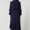 Long Sleeve Wrap Frill Dress Navy - Image 4