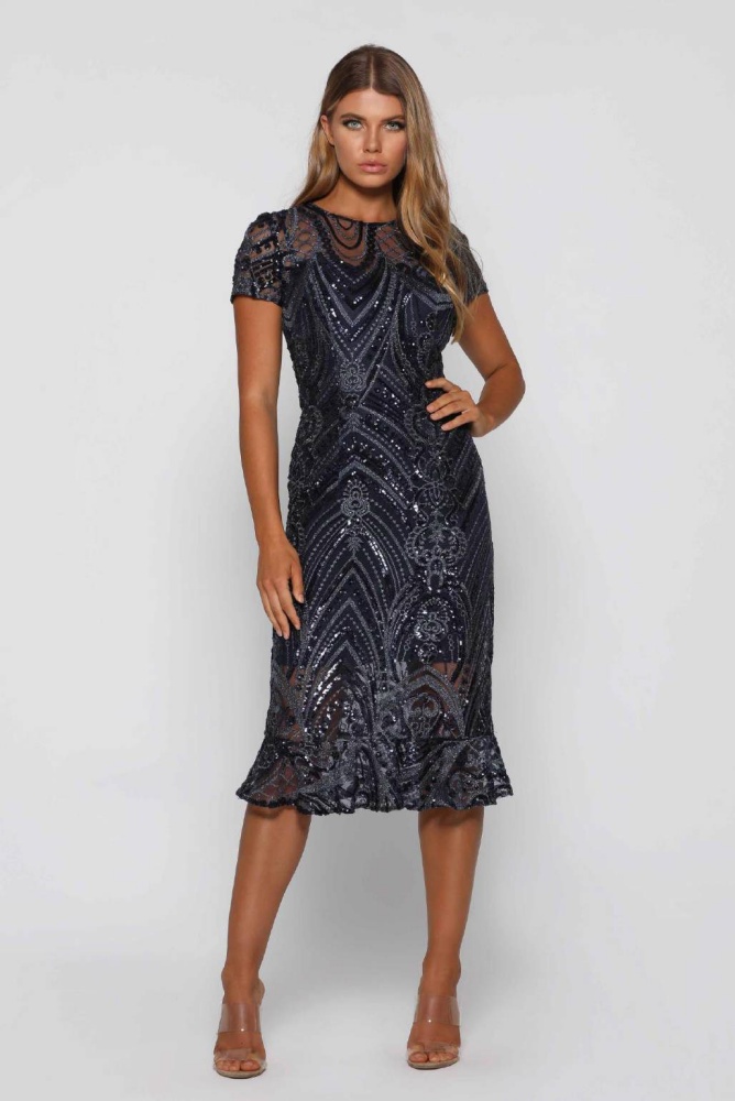 navy midi formal dress