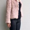 Long Sleeve Woven Fur Jacket Blush - Image 2