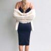 Woven Fur Shawl Cream - Image 3