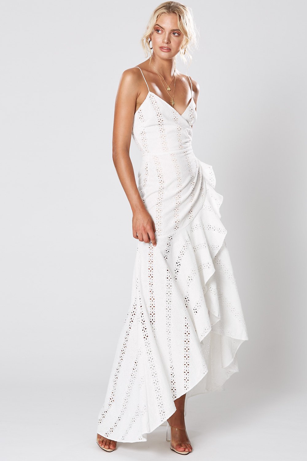 white lace wrap dress