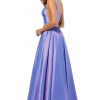 Plunge Taffeta V Sides Gown Lilac - Image 2