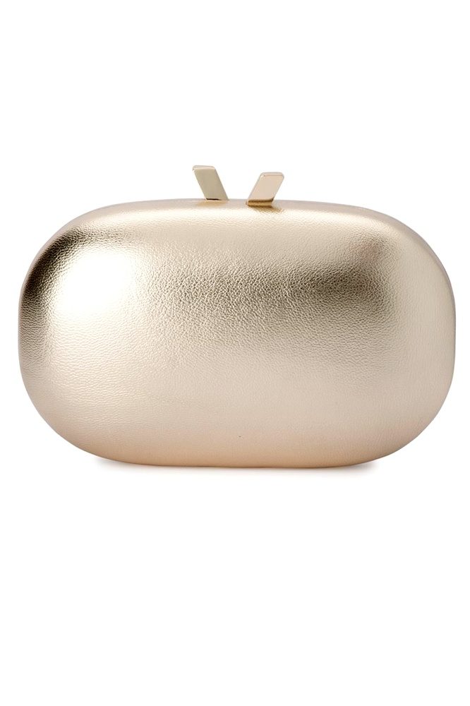 Metallic Oval Pod Clutch Gold