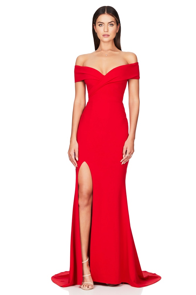 Red Off The Shoulder Dress Long on Sale ...