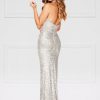 Halter Sequin Split Gown Silver - Image 4