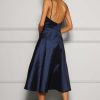 Fit and Flare Bow Midi Dress Navy - Image 2