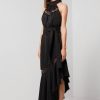 Asymmetrical Ruffle Halter Maxi Dress Black - Image 2
